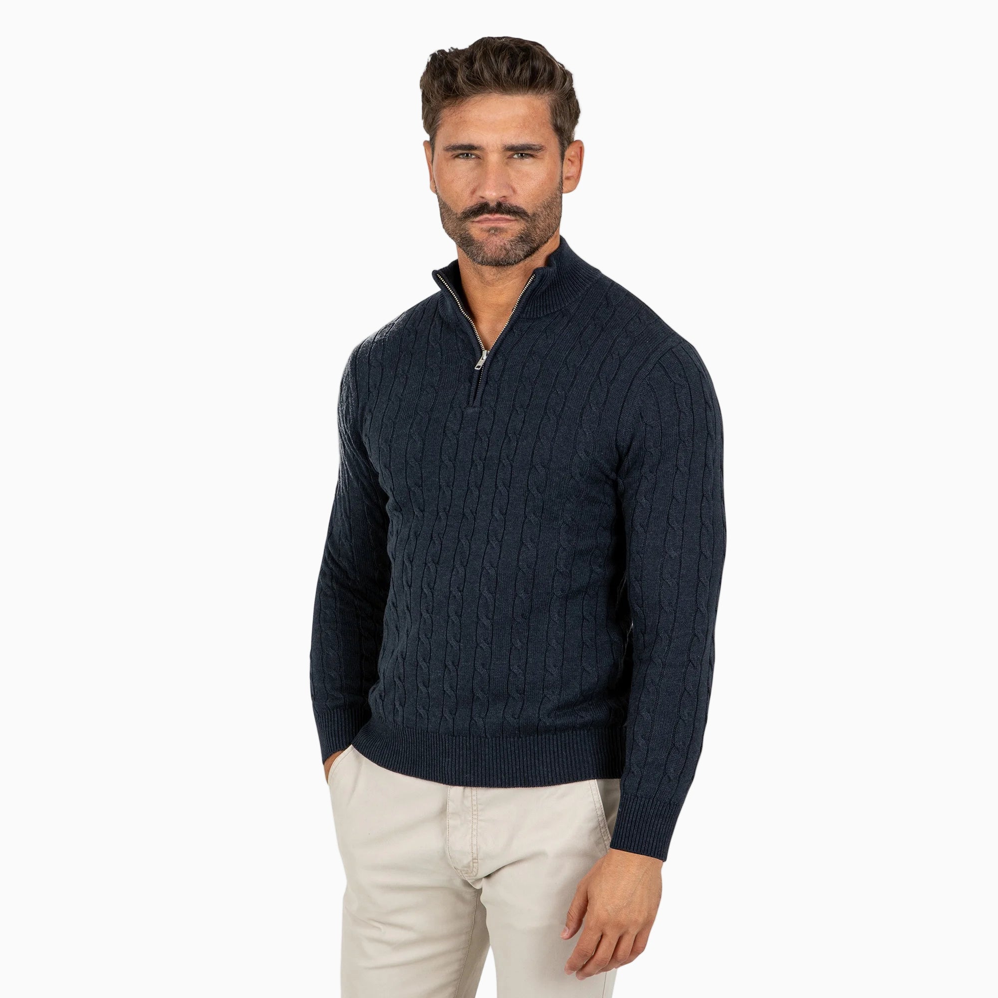 Elegant Green Half Zip Knit