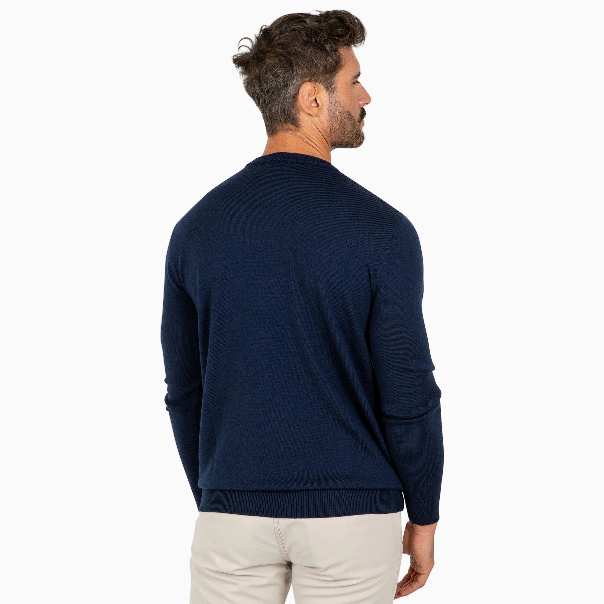 Classic Dark Blue Crew Neck Sweater