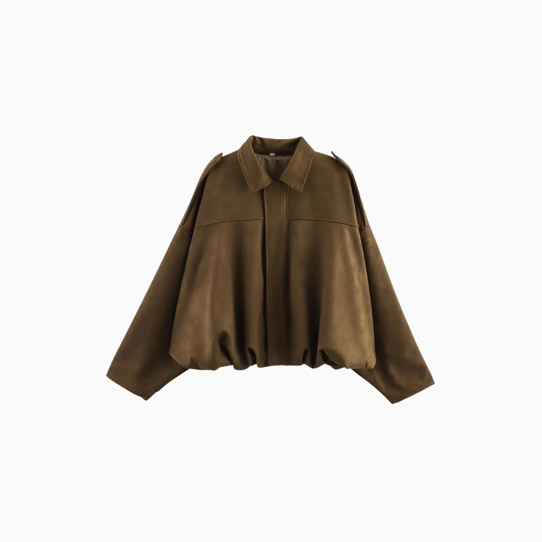 Minimal Brown Bomber Coat