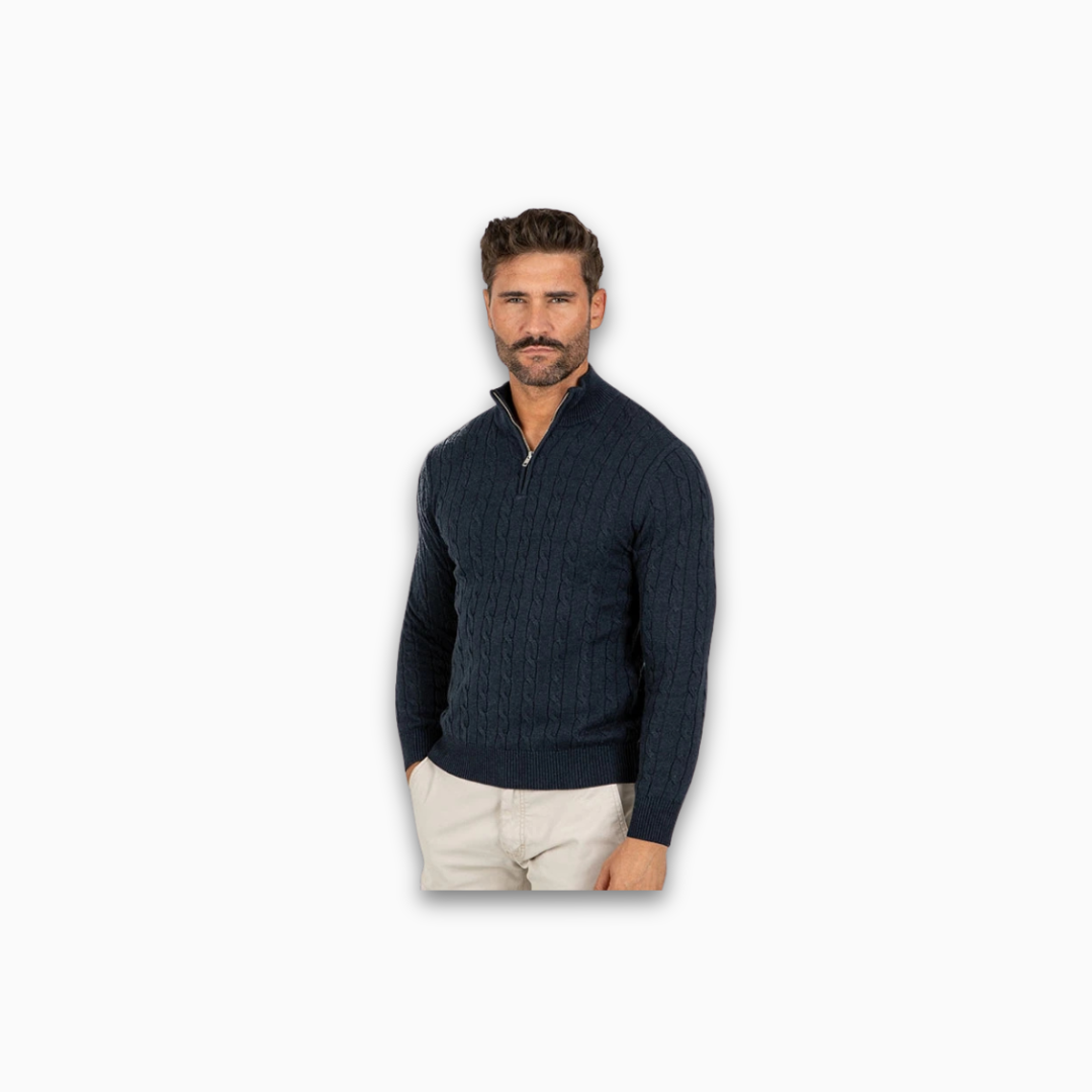 Men's cotton half zip Pullover