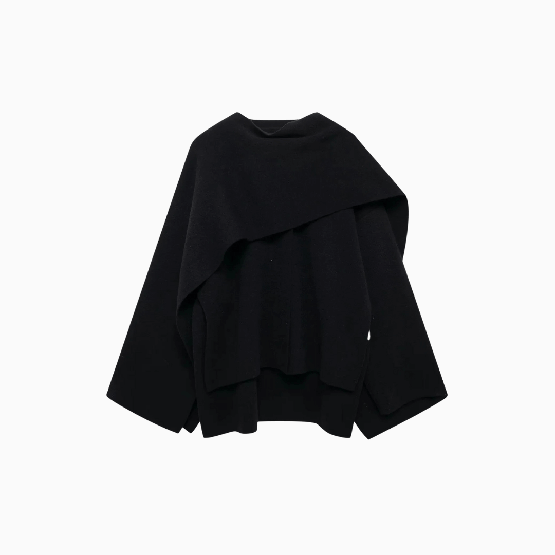 Cozy Dark Blue Oversized Knit Wrap