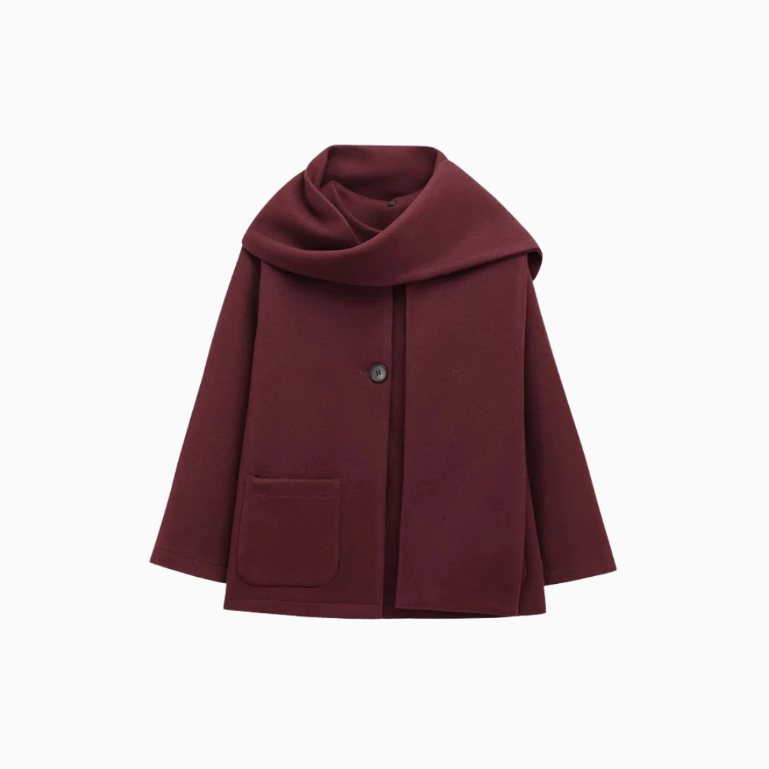 Elegant Red Loose Blended Neck Jacket