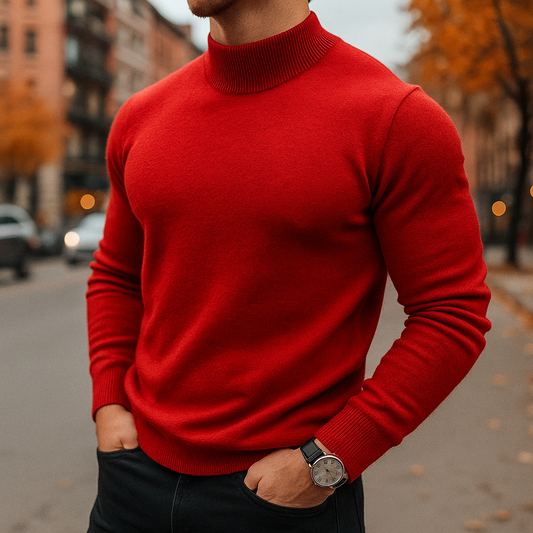 Men’s Black Turtleneck Sweater Slim Fit