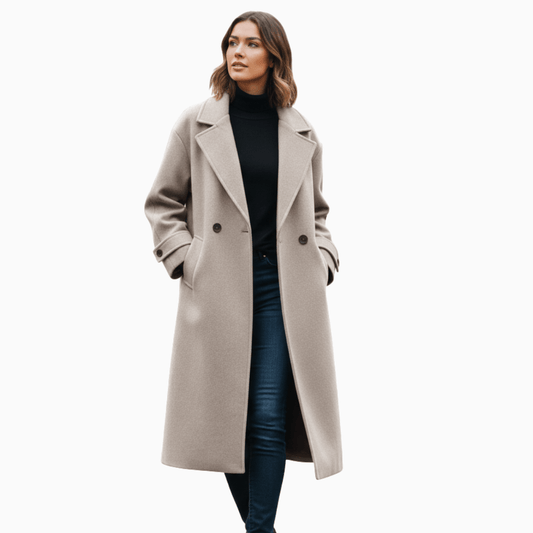 Men’s Beige Long Wool Overcoat