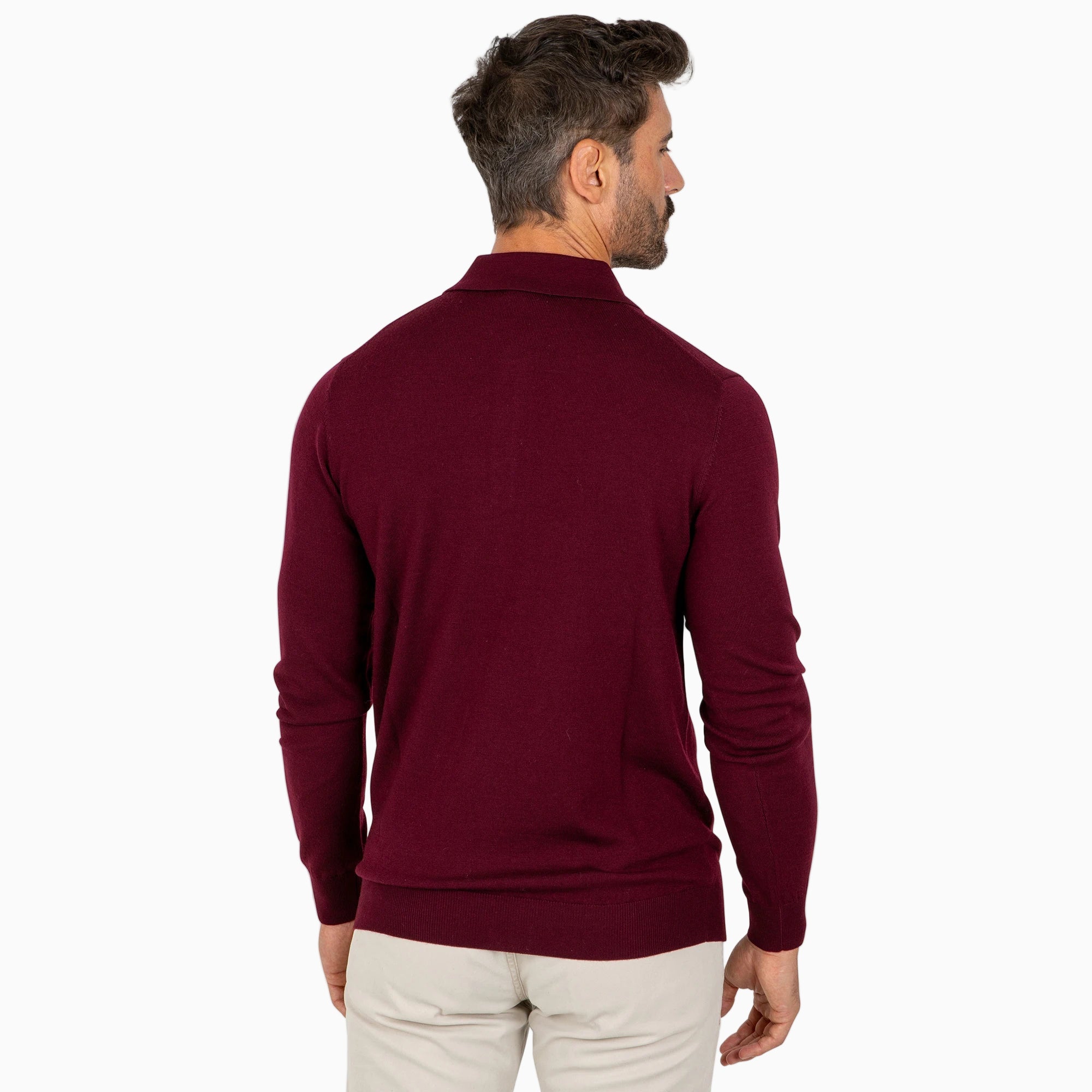 Dark Red Premium Lightweight Polo Sweater