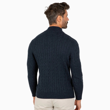 Men’s Cable Knit Zip Sweater Warm