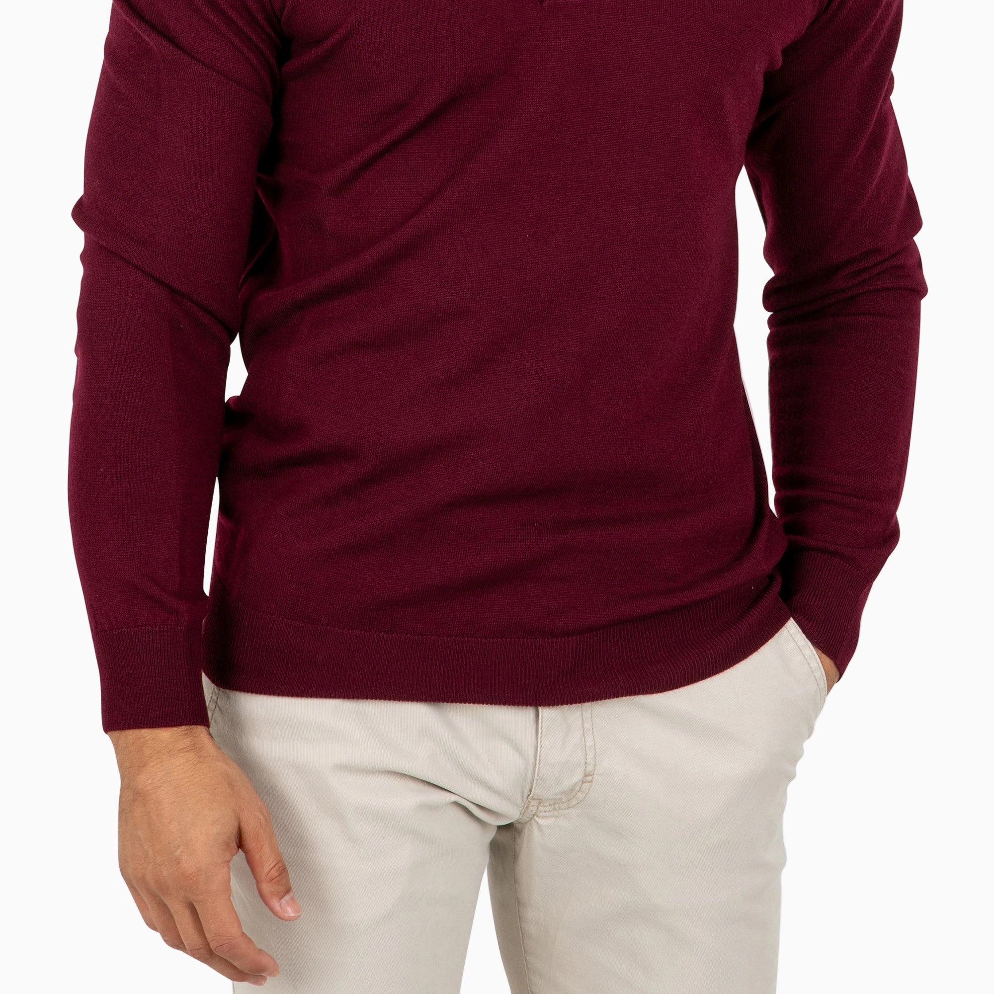 Dark Red Premium Lightweight Polo Sweater