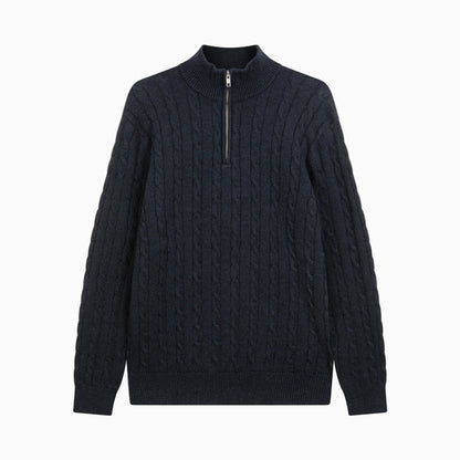 Men’s Cable Knit Zip Sweater Warm