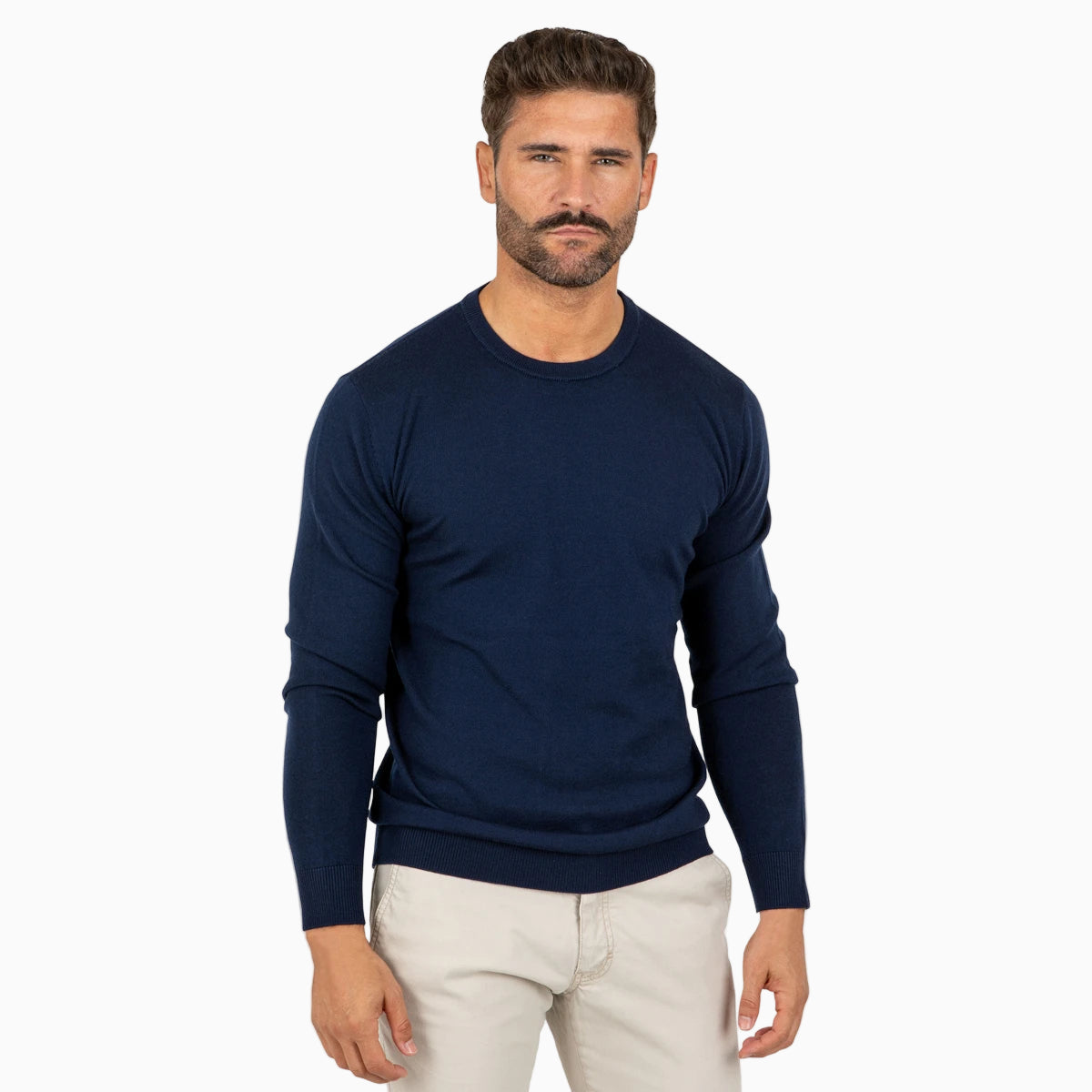Classic Dark Blue Crew Neck Sweater