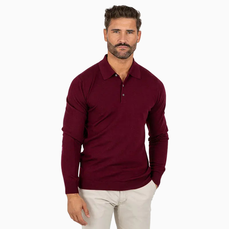 Dark Red Premium Lightweight Polo Sweater
