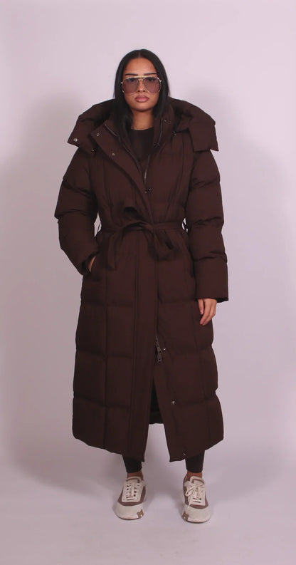 Carmen - Long Belted Puffer Coat