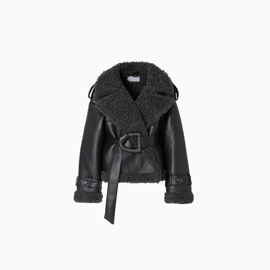 Women’s Wool Coat Belted Winter Elegant