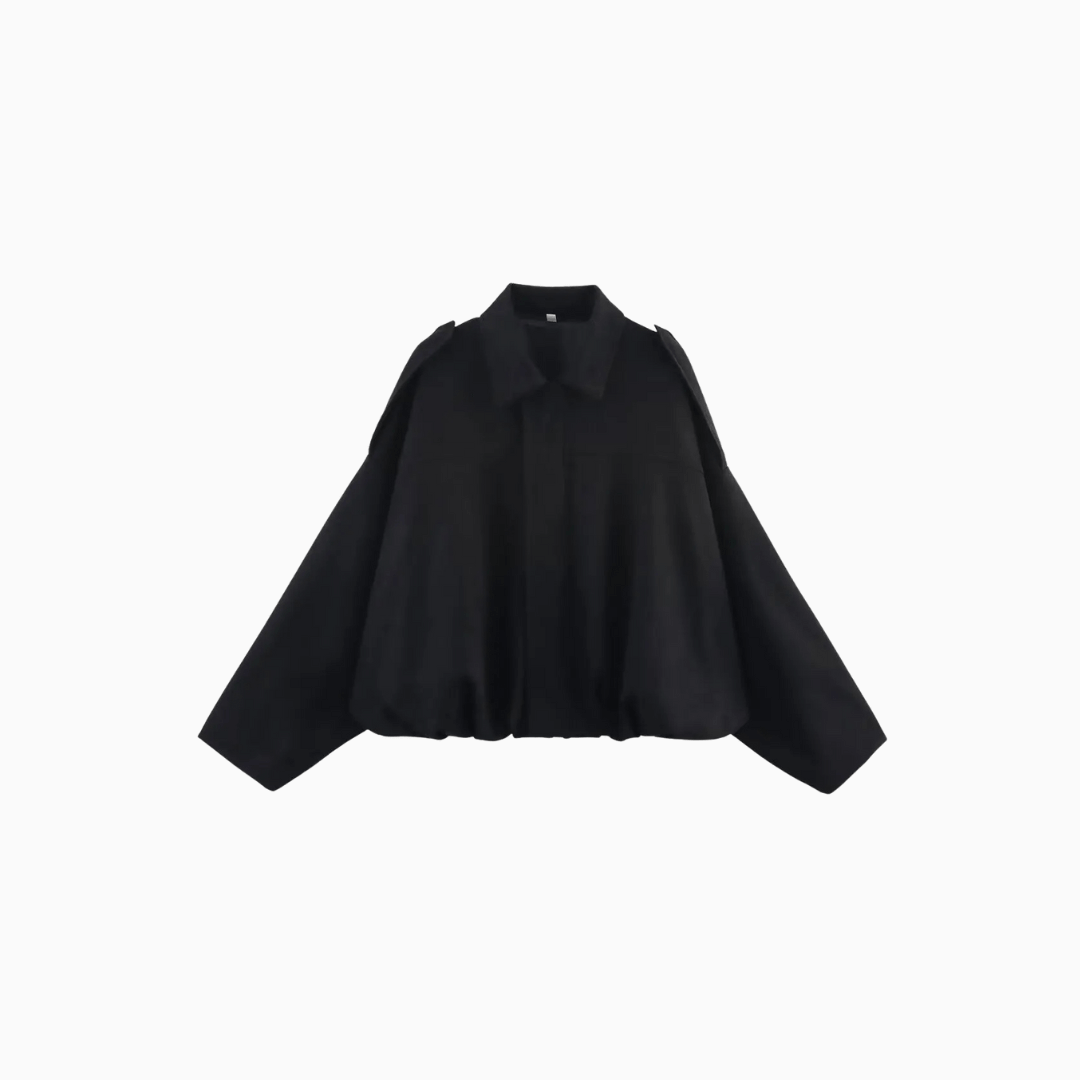 Minimal Black Bomber Coat