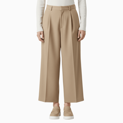 Women’s Khaki High Waist Pleated Trousers