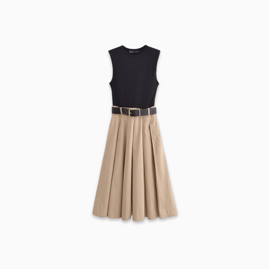 Pleated midi dress + top