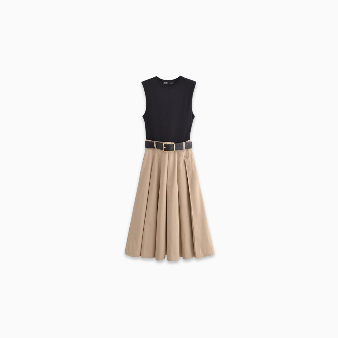 Pleated midi dress + top