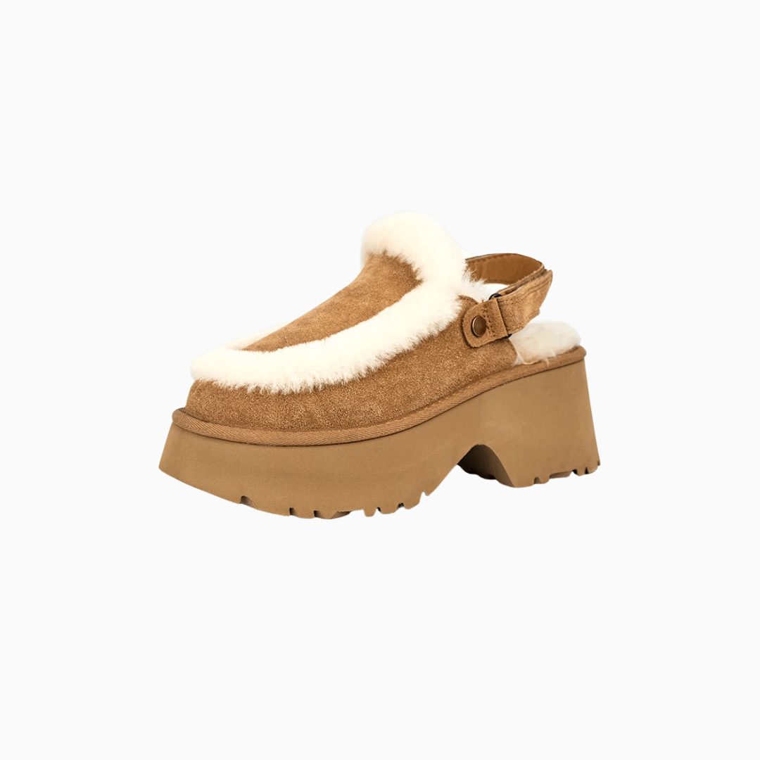 Fur Lined Shearling Platform Clogs