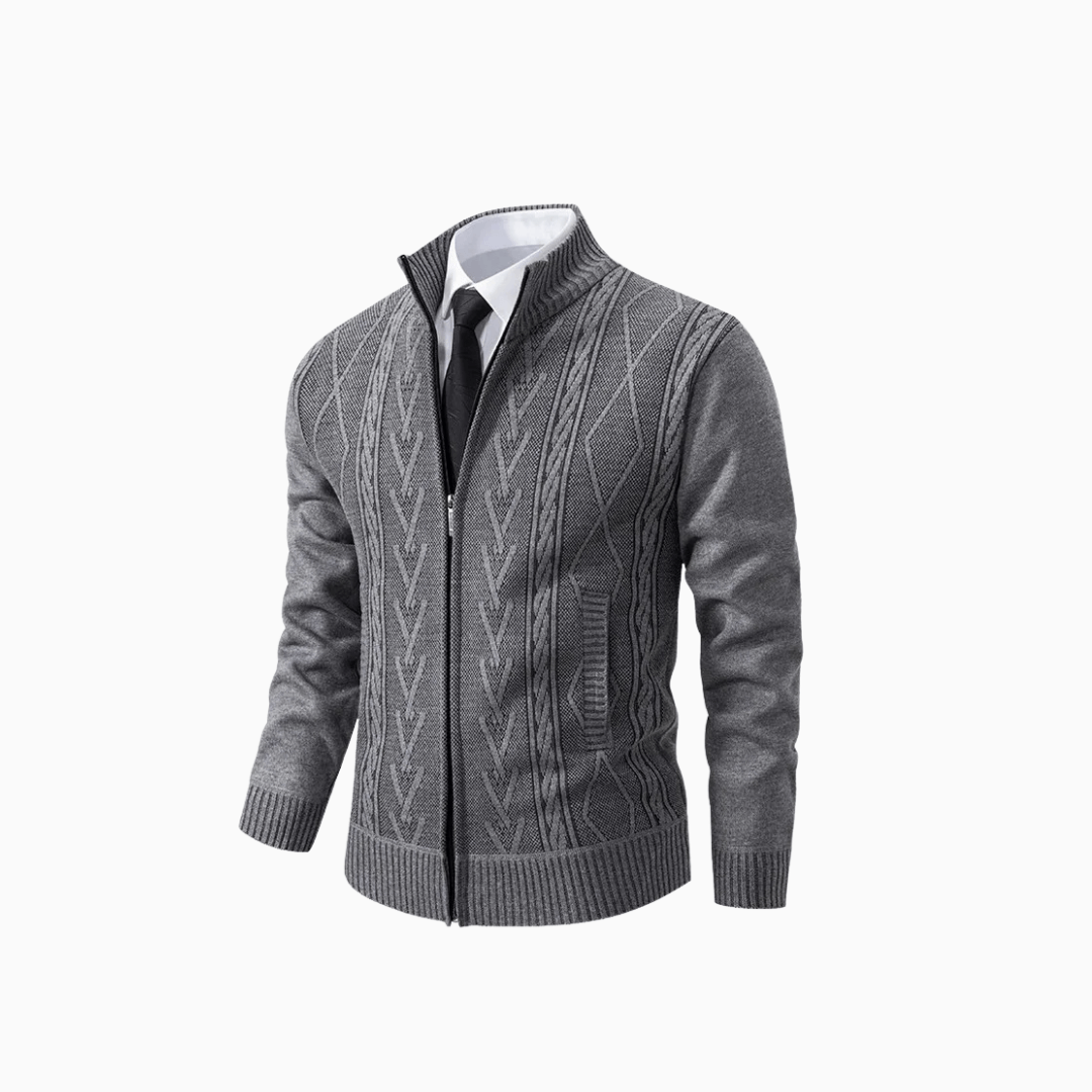 Thick Grey Velvet High Collar Sweater