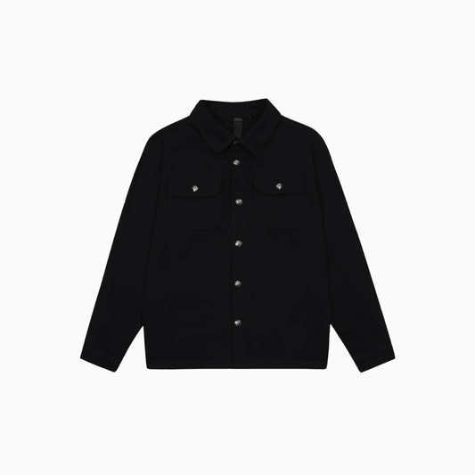 Men’s Black Patch Button Jacket Casual